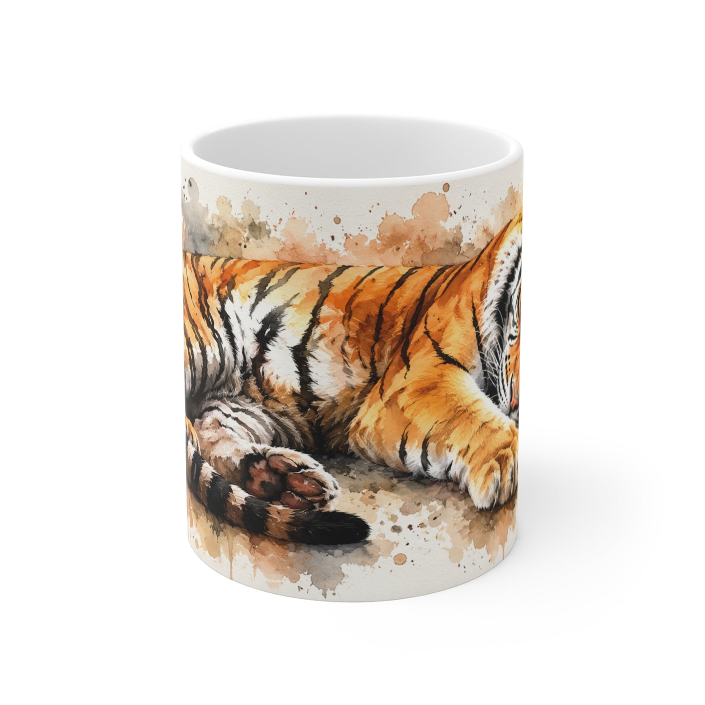 Tasse Tigre Endormi – Mug Tigre Aquarelle Relaxant et Animal Sauvage – Cadeau Homme Femme 325ml