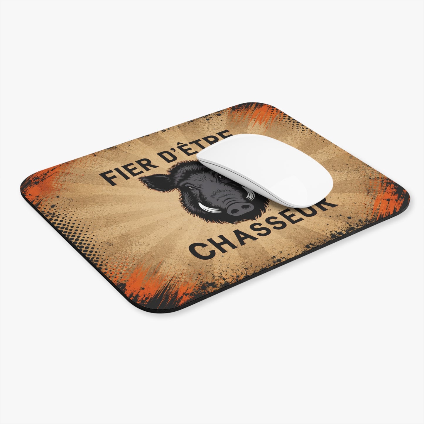 Tapis de Souris 22x18cm Fier d'Être Chasseur Sanglier Cadeau Chasseur Homme Passion Chasse Gibier Idée Cadeau Anniversaire Noël Bureau Gaming