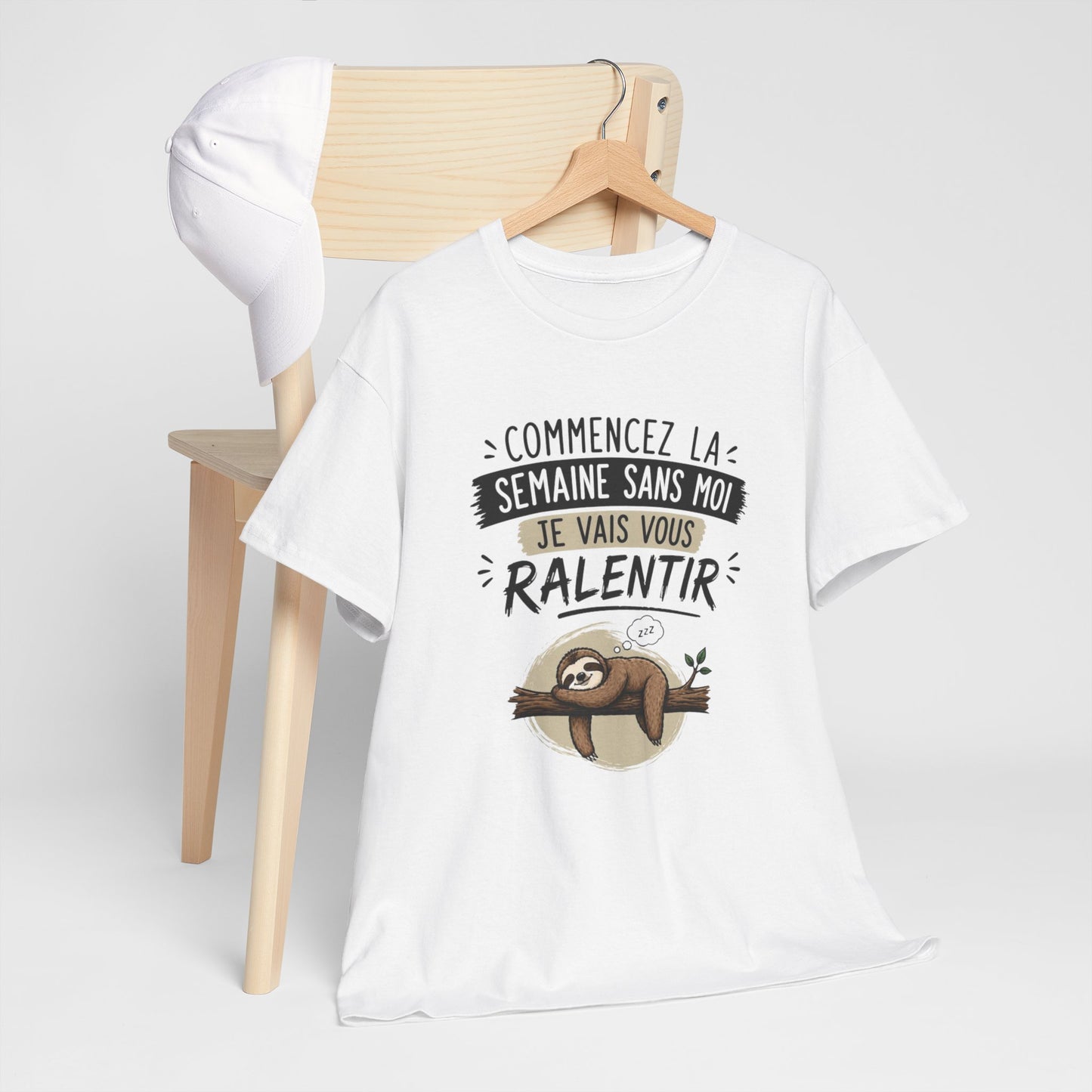 T-Shirt Paresseux Humour Commencez la Semaine Sans Moi – Tee Shirt Drôle Motivation Lundi Fainéant Cadeau Original