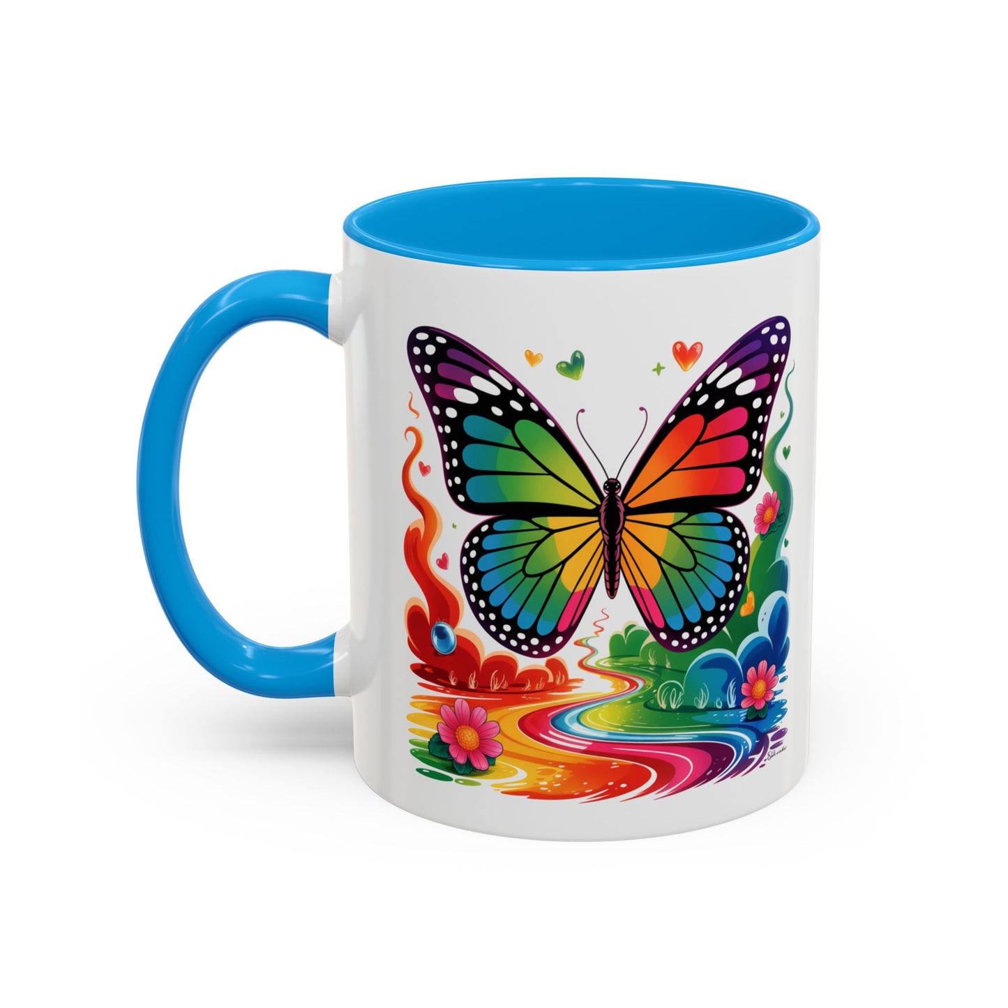 Mug Papillon Multicolore – Tasse Arc-en-Ciel Nature Féérique – Cadeau Artistique et Coloré – Céramique 325ml