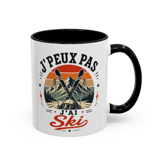 Tasse J’Peux Pas J’Ai Ski – Mug Ski Vintage Humoristique – Cadeau Skieur Homme Femme 325ml