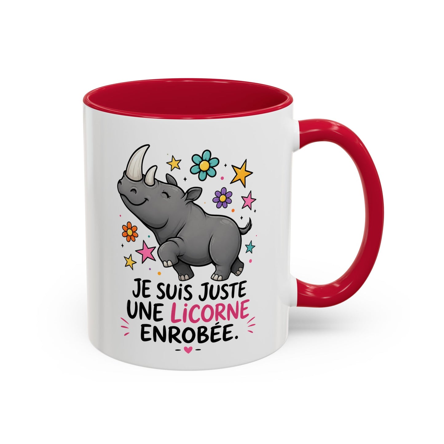 Mug Femme Humoristique – Tasse Rhinocéros Licorne – Idée Cadeau Originale Anniversaire Amie Collègue – 325 ml Noir Bleu Rouge