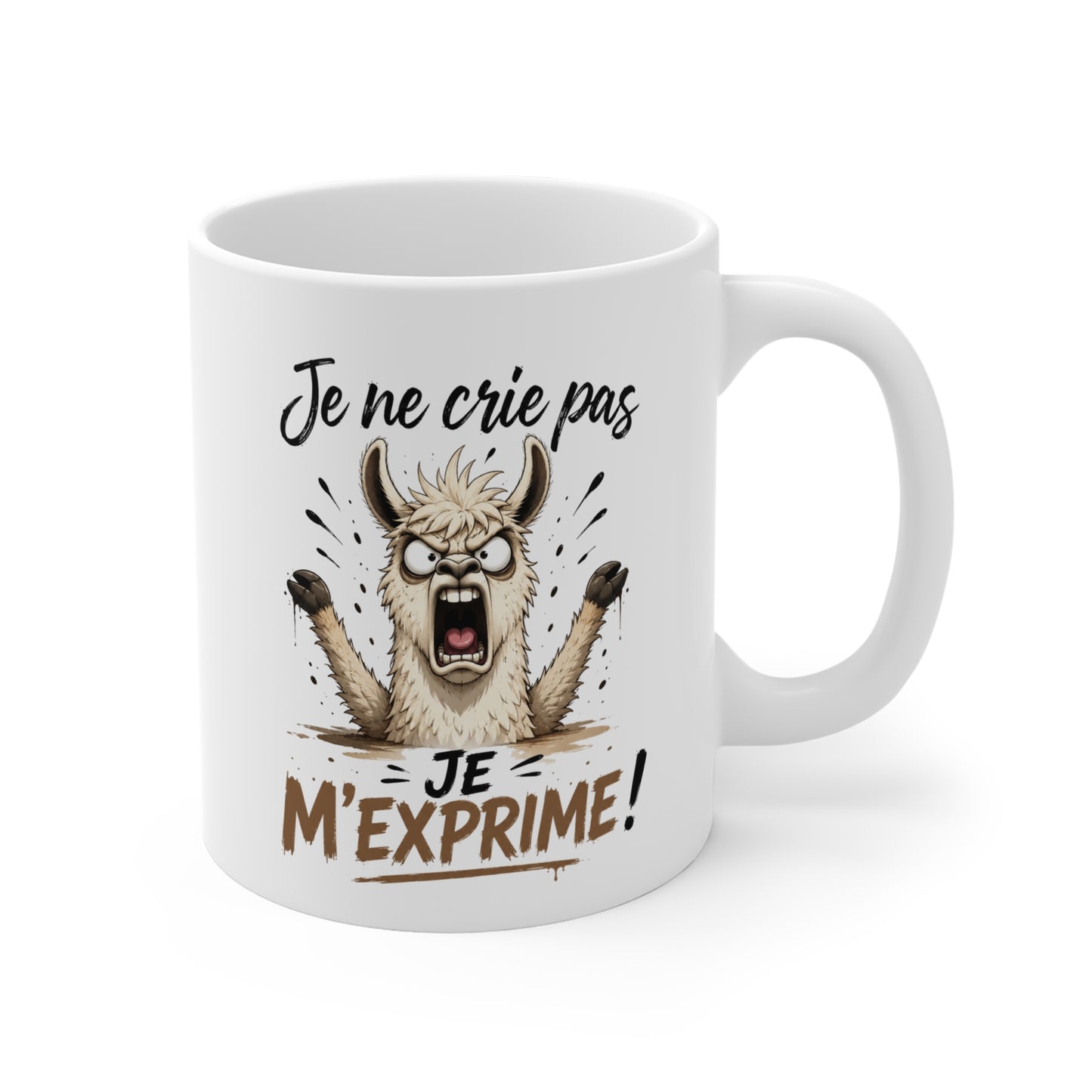 Tasse Je Ne Crie Pas Je M’Exprime – Mug Lama Humour Drôle – Cadeau Homme Femme 325ml
