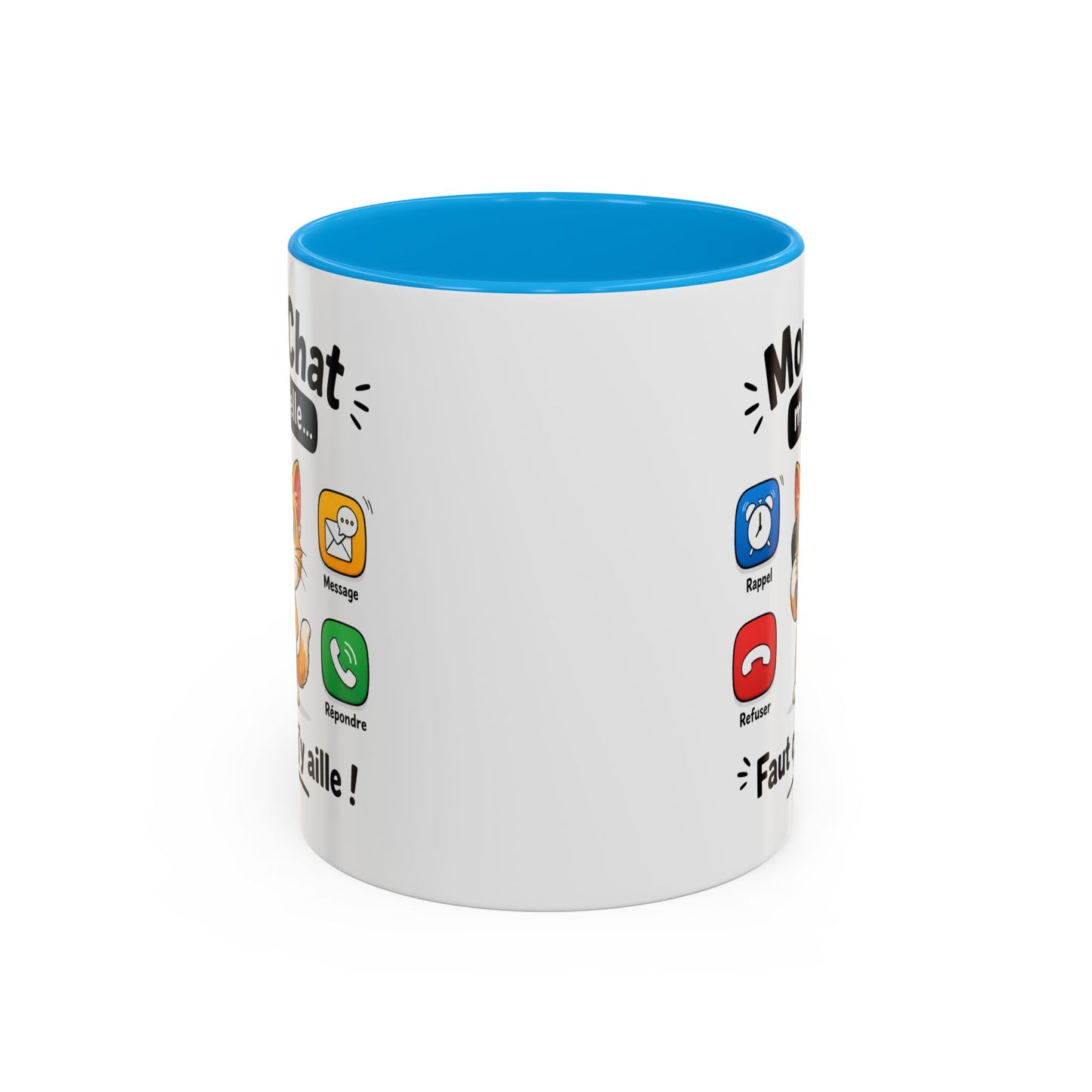 Tasse Mon Chat m’Appelle Faut que J’y Aille – Mug Humour Chat – Cadeau Femme Homme Amoureux des Chats 325ml