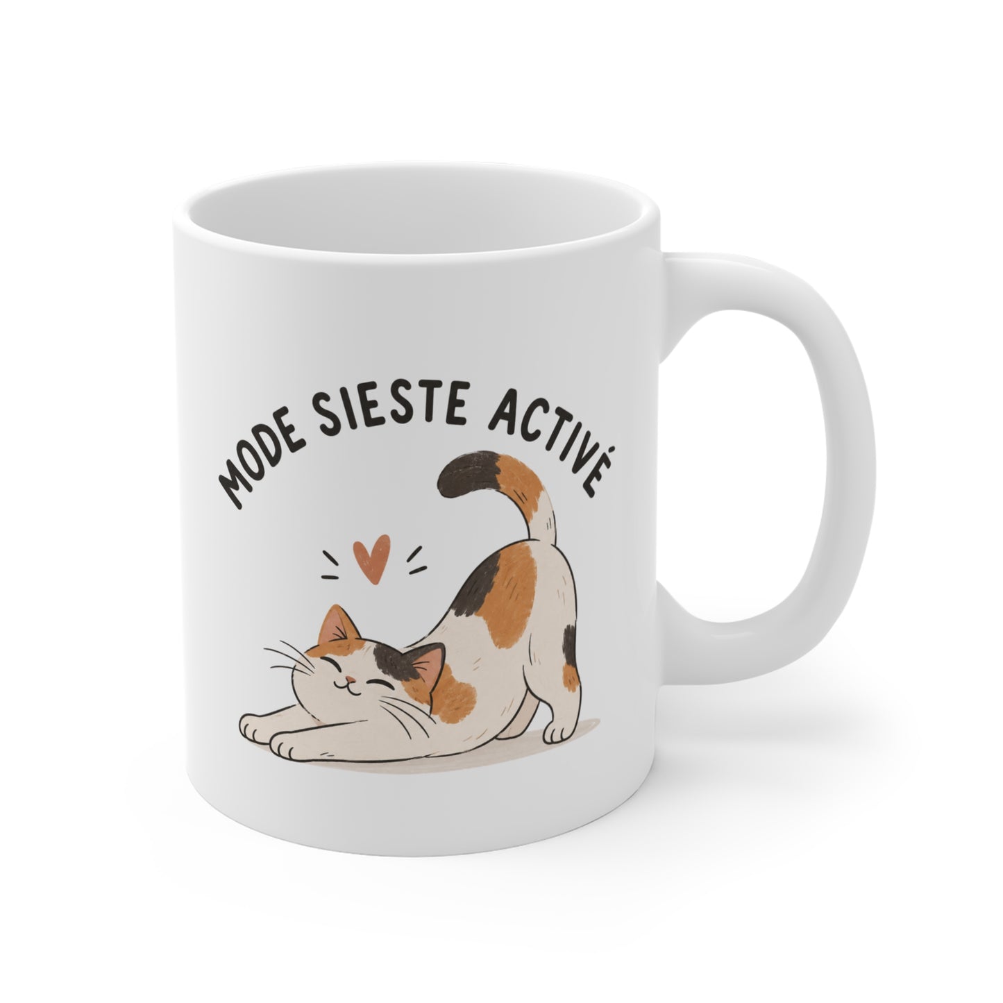 Mug Humour Chat – Mode Sieste Activé – Tasse Chat qui s’Étire – Cadeau Original Amoureux des Chats Homme Femme
