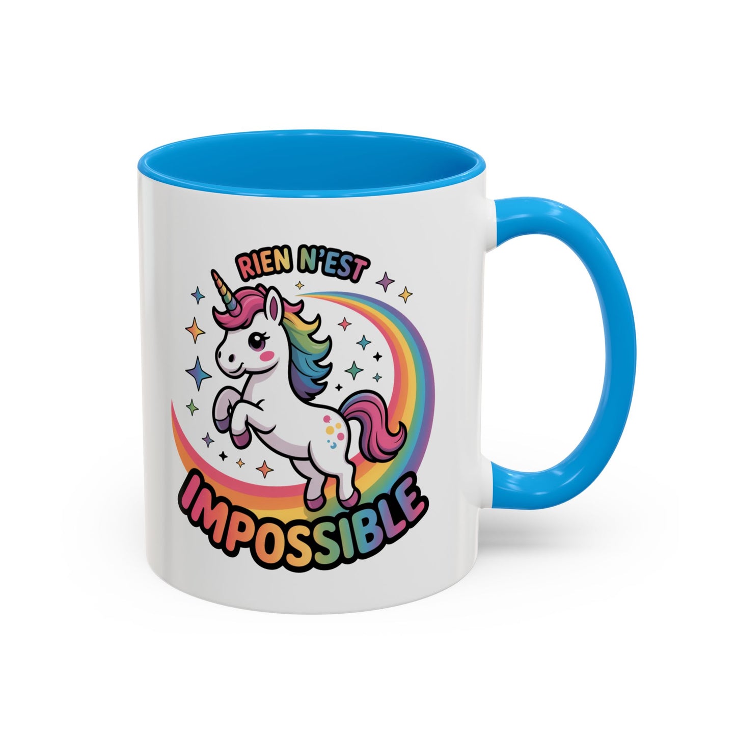 Tasse Licorne Motivation “Rien n’est impossible” – Mug Inspirant Arc-en-ciel Fantaisie – Cadeau Positif