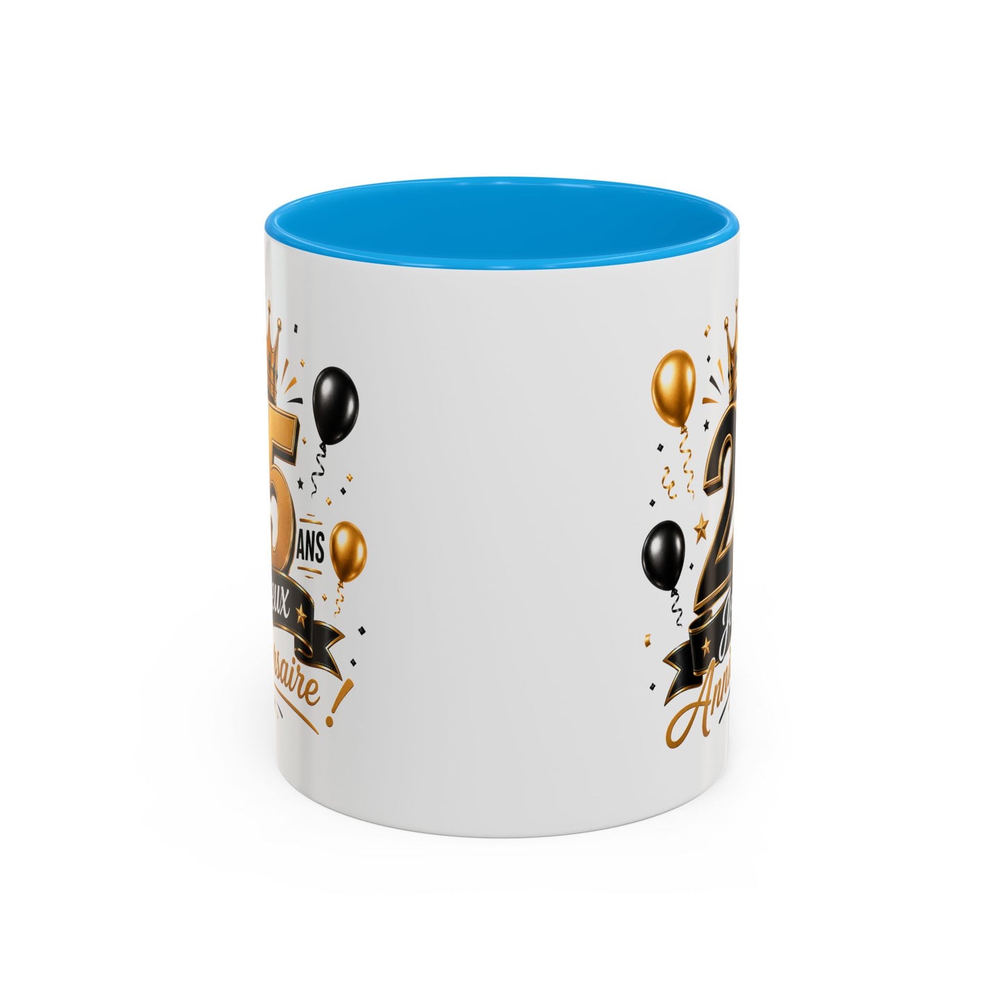 Mug Joyeux 25 Ans – Tasse Anniversaire 25 Ans – Cadeau Original pour Femme Homme – Idée Cadeau 25e Anniversaire Noir Bleu Rouge