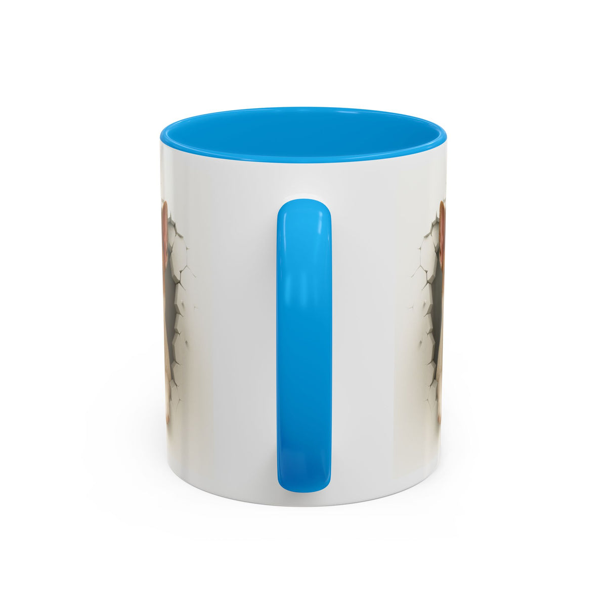 Mug Bull Terrier Effet Mur Cassé – Tasse Chien 3D Trompe-l’œil – Cadeau Original Amoureux du Bull Terrier noir bleu rouge