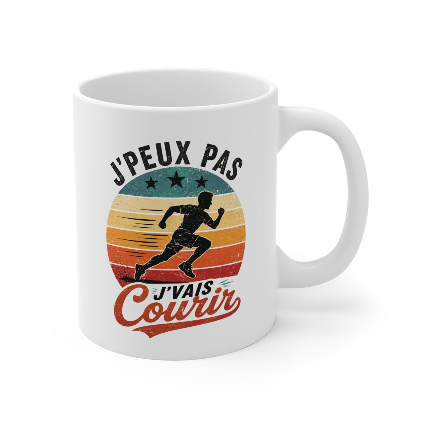 Tasse J’Peux Pas J’Vais Courir – Mug Homme Running Vintage Sport Jogging Marathon Cadeau Coureur 325ml