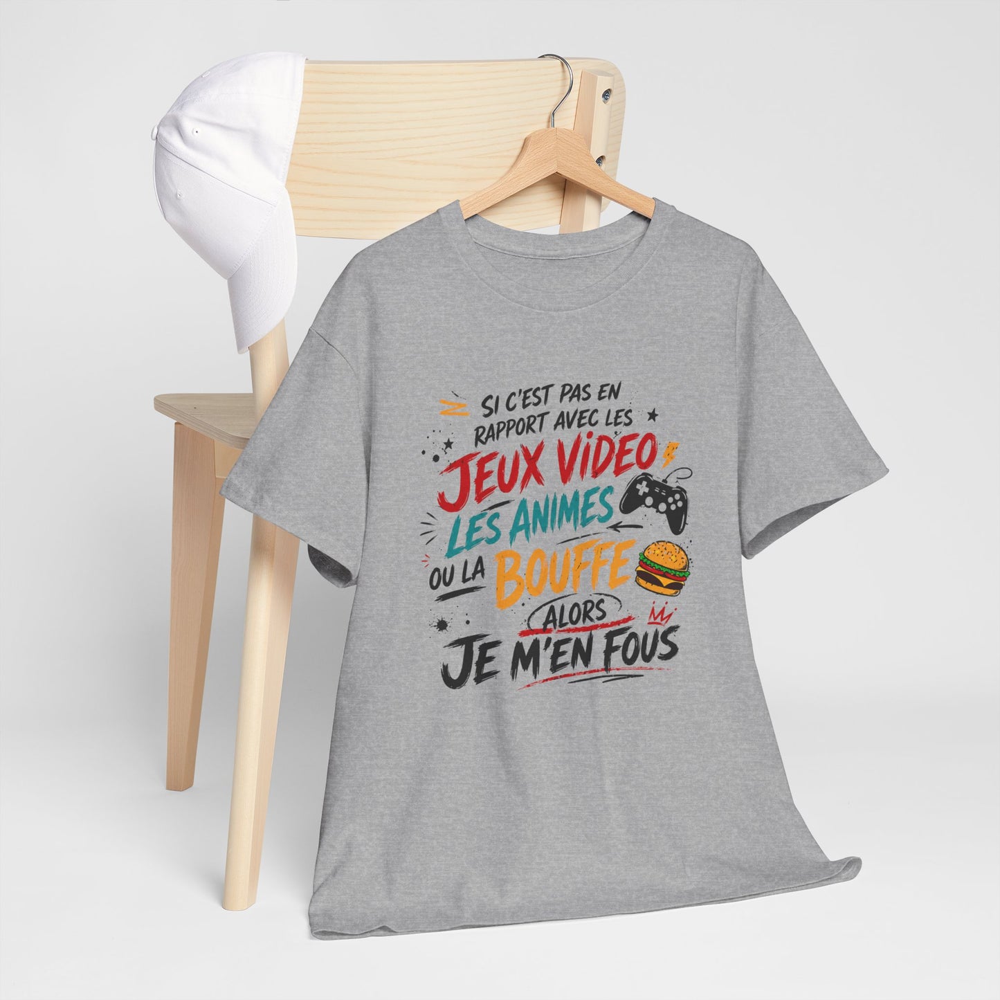 T-Shirt Gamer Homme Humour Jeux Vidéo Anime Bouffe – Alors Je M’en Fous – Cadeau Geek Gaming