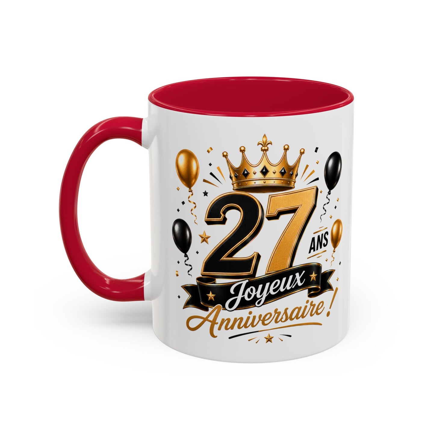 Mug Joyeux 27 Ans – Tasse Anniversaire 27 Ans – Cadeau Original pour Femme Homme – Idée Cadeau 27e Anniversaire Noir Bleu Rouge