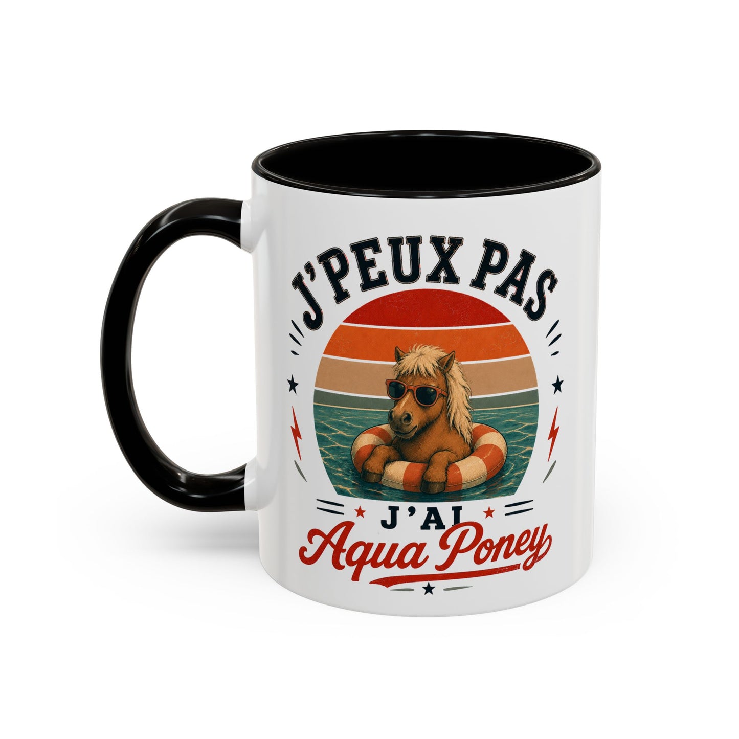 Tasse J’Peux Pas J’Ai Aqua Poney – Mug Humour Vintage avec Poney – Cadeau Drôle Homme Femme 325ml