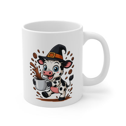 Tasse Vache Sorcière Halloween – Mug Céramique Café 325ml – Cadeau Fantaisie Original