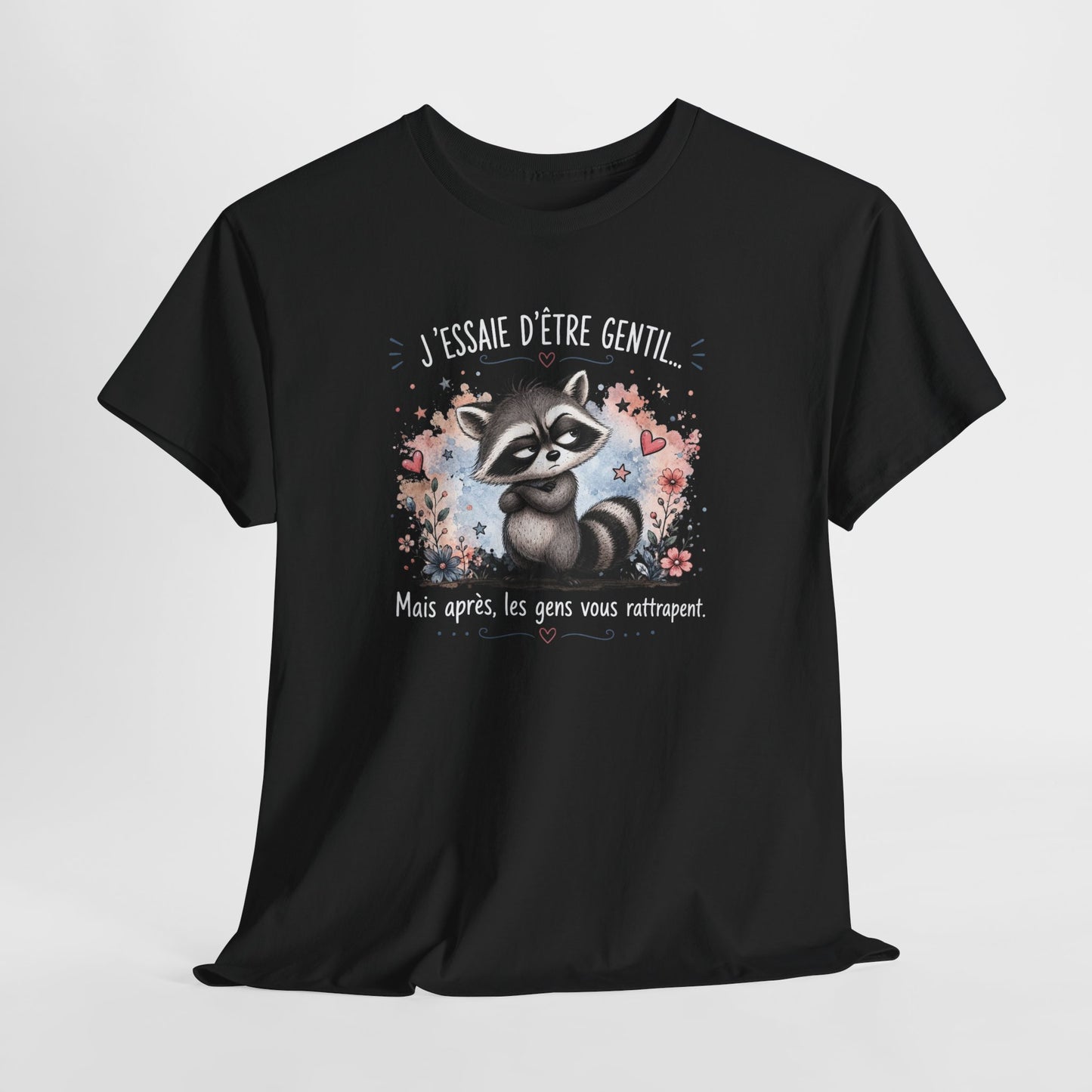 Tee-Shirt Humour Homme et Femme – Raton Laveur Drôle Blasé – Idée Cadeau Original Animal Mignon Anniversaire