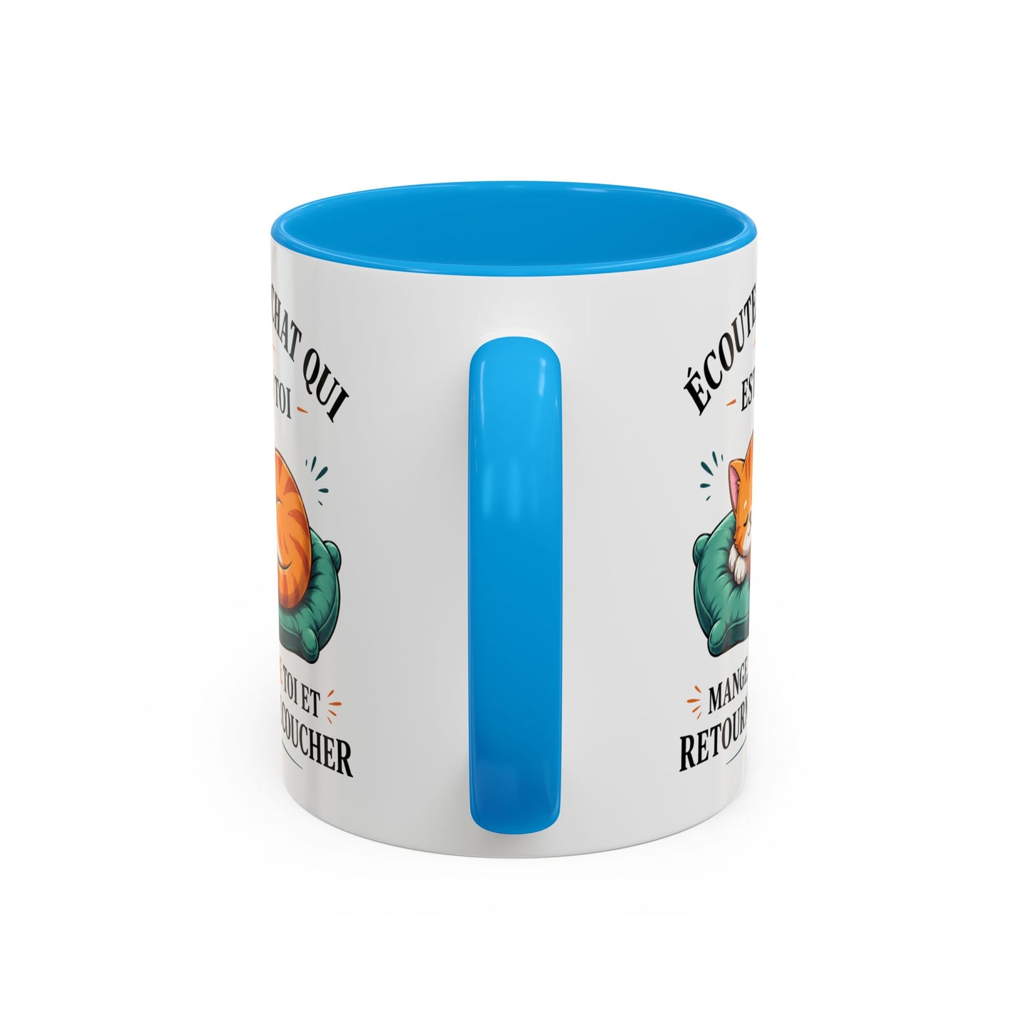 Tasse Écoute Le Chat Qui Est En Toi – Mug Chat Humoristique et Relax – Cadeau Femme Homme Amoureux des Chats 325ml