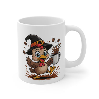 Mug Poulet Sorcier Café – Tasse Céramique 325ml – Illustration Animalière Drôle Halloween
