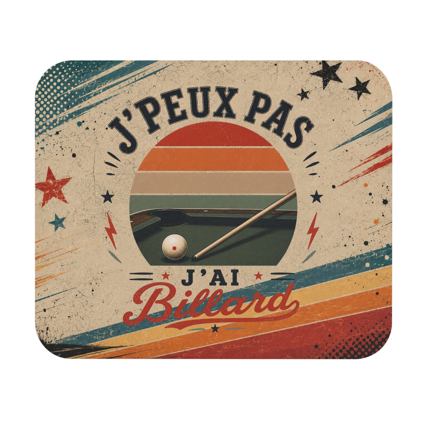 Tapis de Souris J'Peux Pas J'ai Billard Vintage – Cadeau Billard Homme et Femme – Accessoire Bureau Gamer Sport et Loisir Original