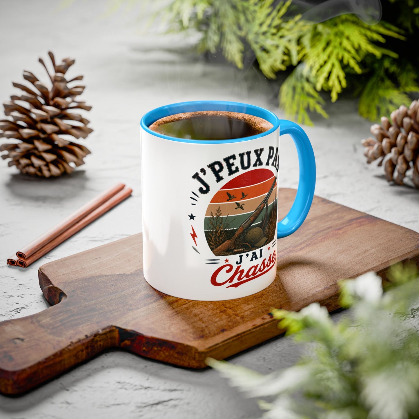 Tasse J’Peux Pas J’Ai Chasse – Mug Humour Chasseur Vintage – Cadeau Passion Chasse 325ml