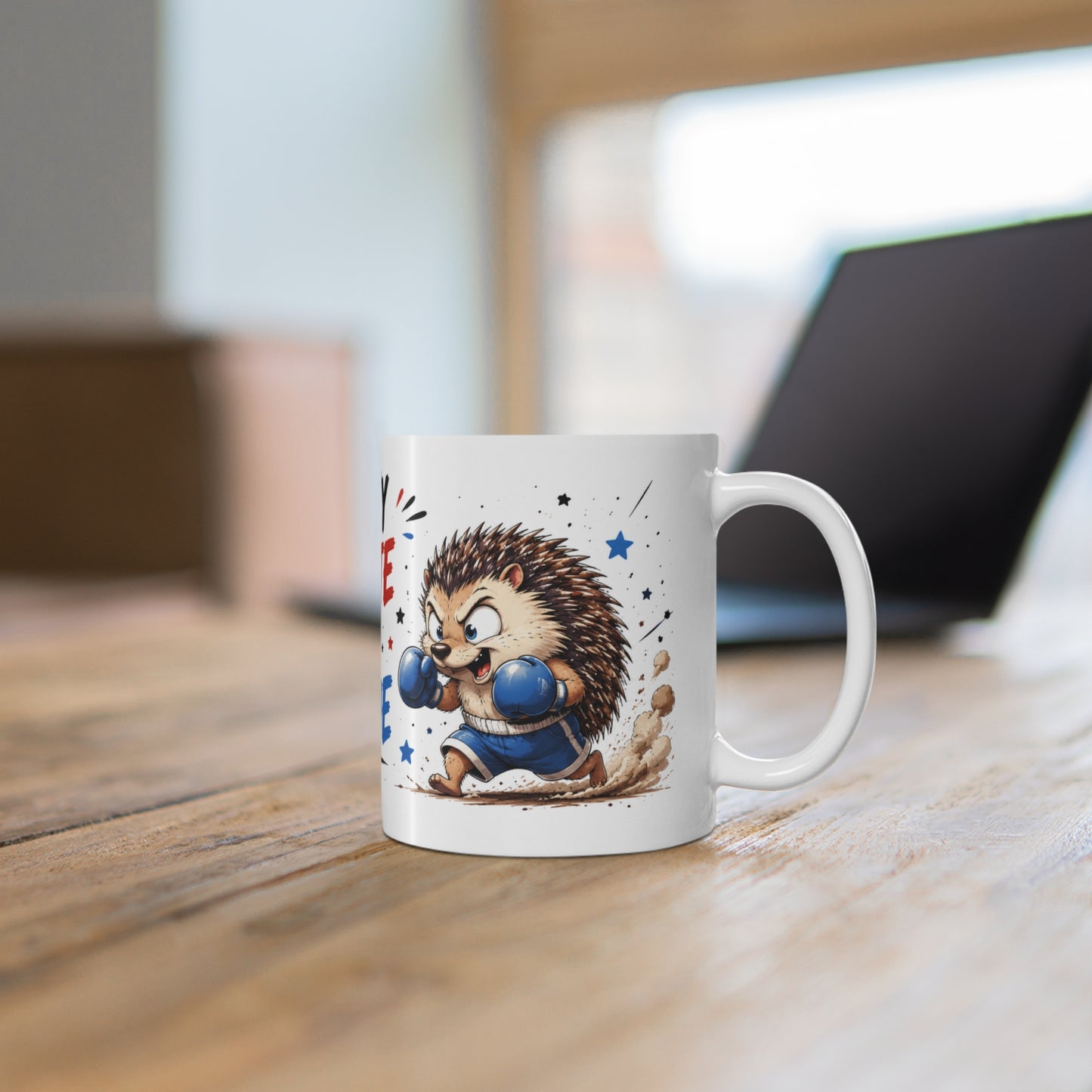 Tasse Qui S’Y Frotte S’Y Pique – Mug Hérisson Humour Boxe – Cadeau Original Animal Fun 325ml
