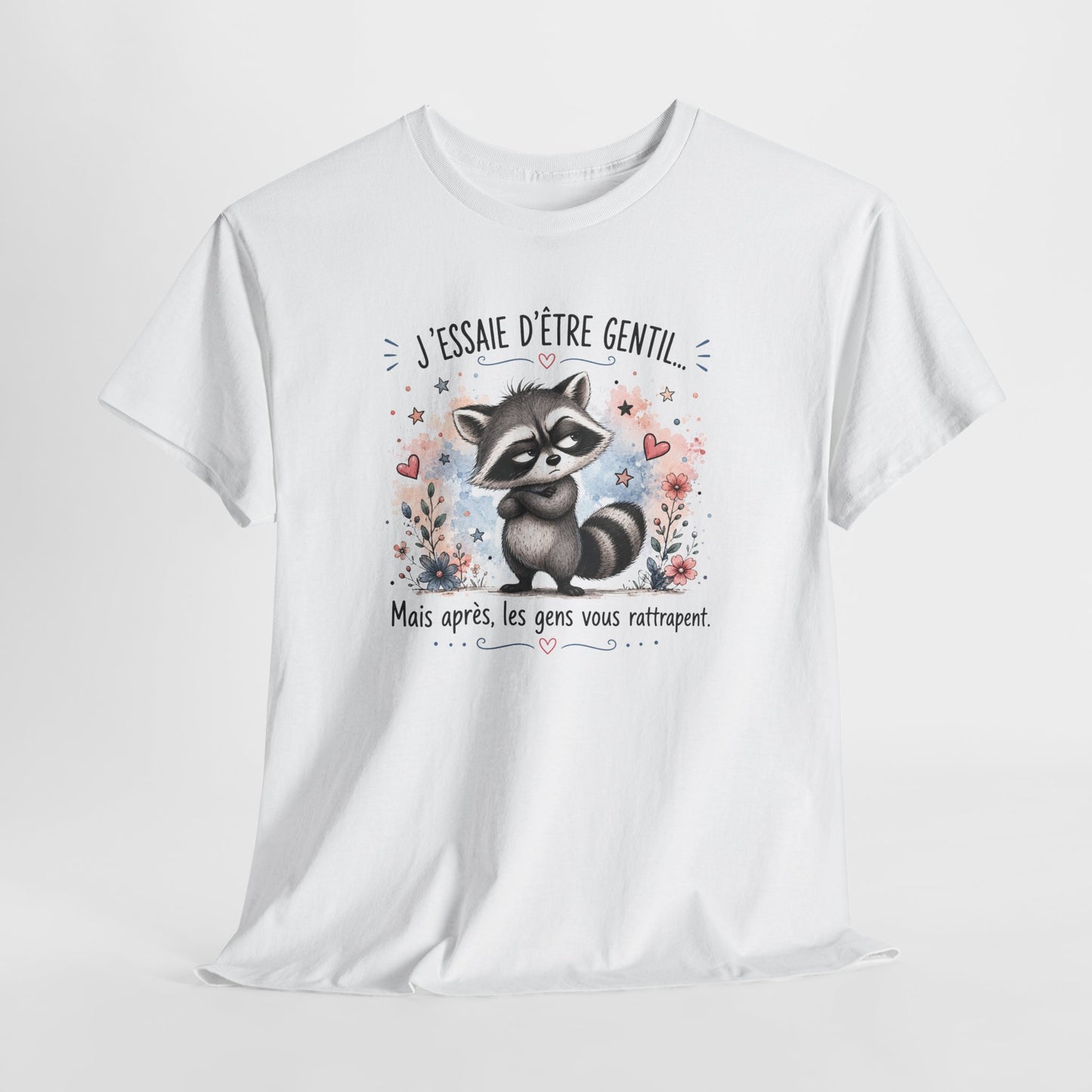 Tee-Shirt Humour Homme et Femme – Raton Laveur Drôle Blasé – Idée Cadeau Original Animal Mignon Anniversaire