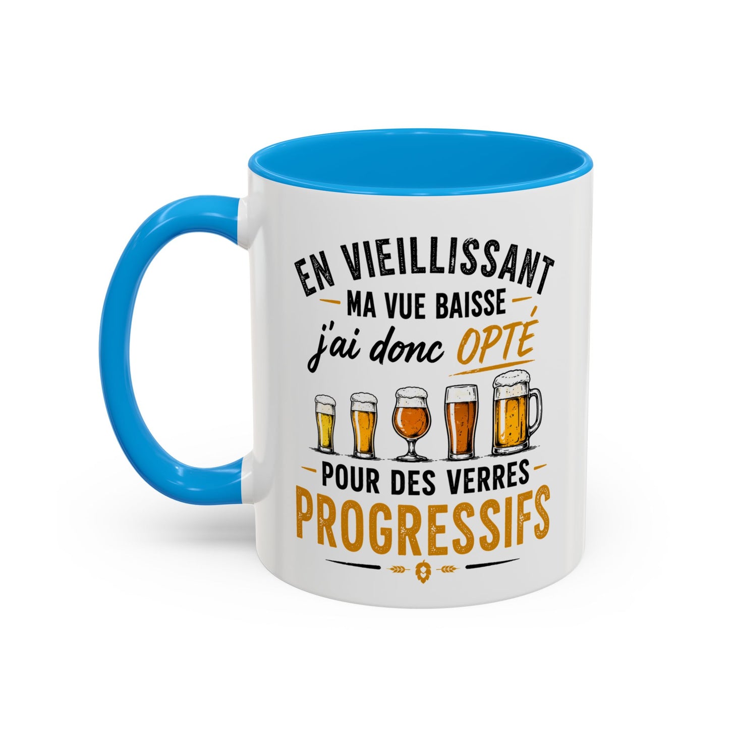 Mug Humour Bière et Vieillesse – En Vieillissant J’Avance à Mon Rythme Opté Houblon Progressif – Cadeau Drôle 325ml