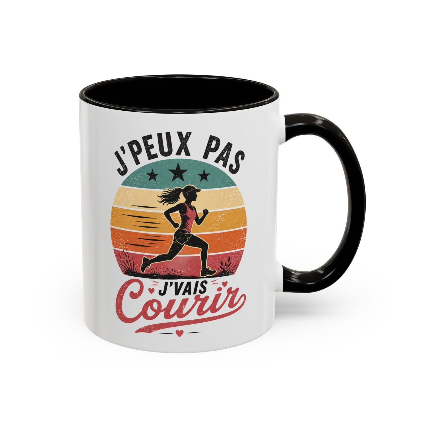 Tasse Femme J’Peux Pas J’Vais Courir – Mug Running Vintage Humoristique – Cadeau Runneuse Jogging Sport 325ml