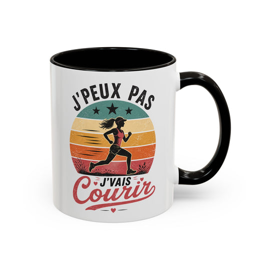 Tasse Femme J’Peux Pas J’Vais Courir – Mug Running Vintage Humoristique – Cadeau Runneuse Jogging Sport 325ml