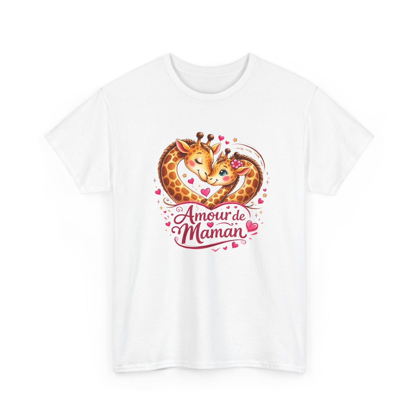 T-Shirt Amour de Maman Girafe – Design Mignon Animaux Cœur – Cadeau Fête des Mères