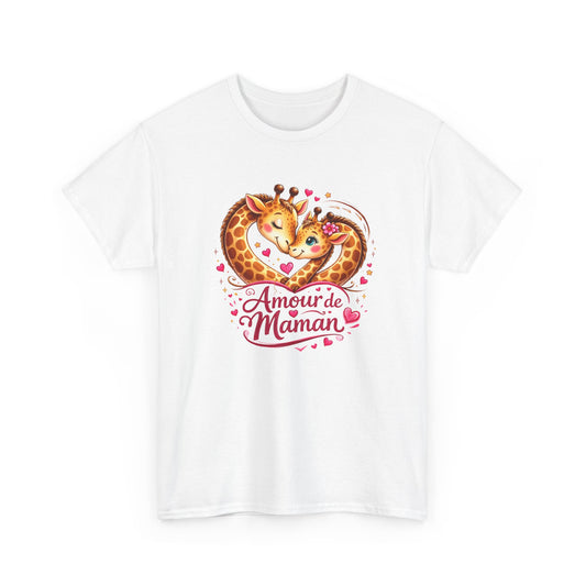 T-Shirt Amour de Maman Girafe – Design Mignon Animaux Cœur – Cadeau Fête des Mères