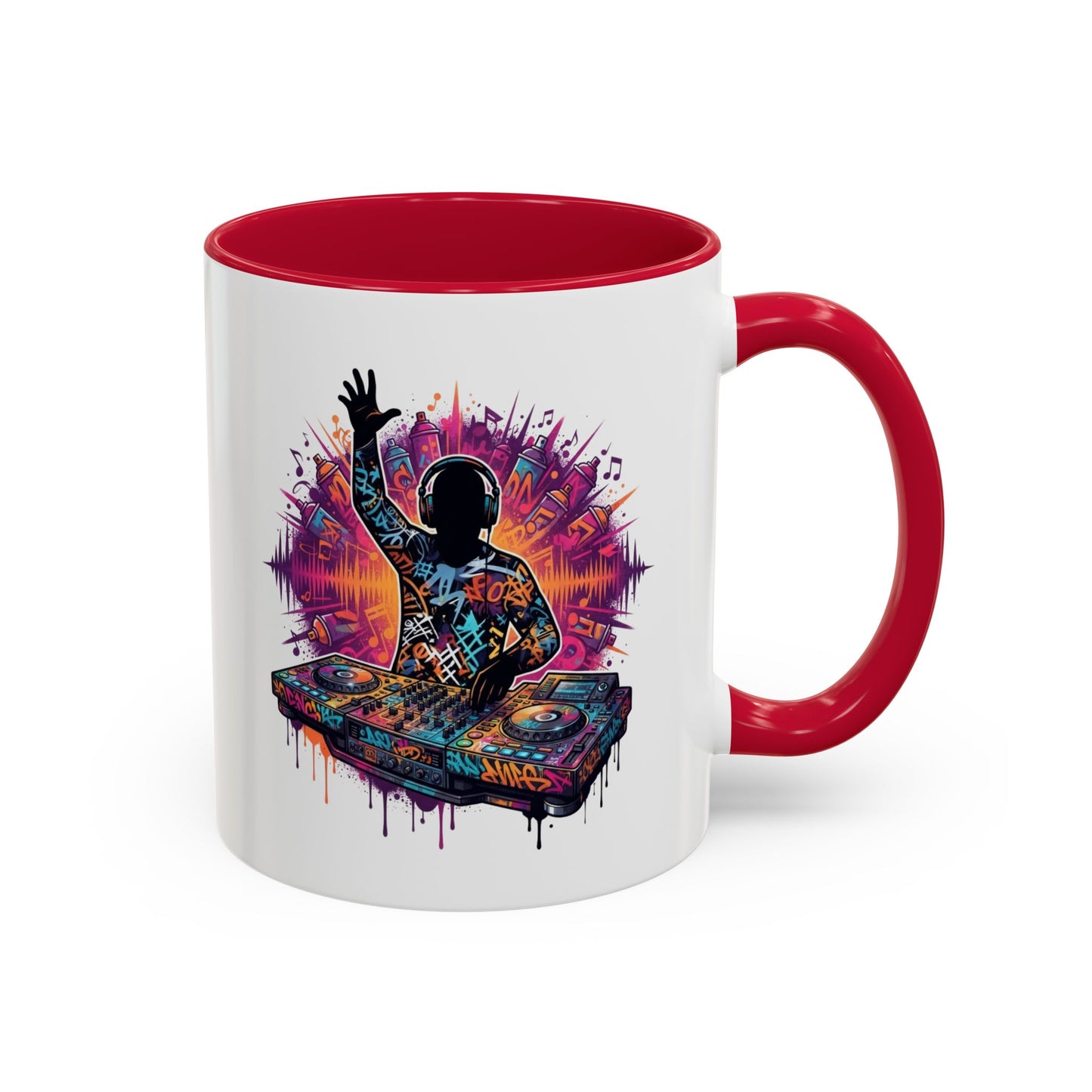 Tasse DJ Musique Électro Graffiti – Mug DJ Coloré Homme Femme – Cadeau Passionné de Mixage Festival Clubbing EDM 325 ml