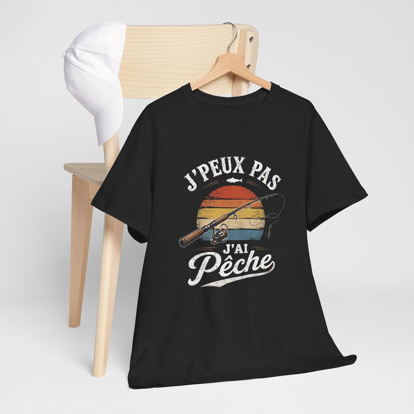 T-Shirt Pêche Humour Homme Femme – J’Peux Pas J’Ai Pêche – Tee Shirt Pêcheur Vintage