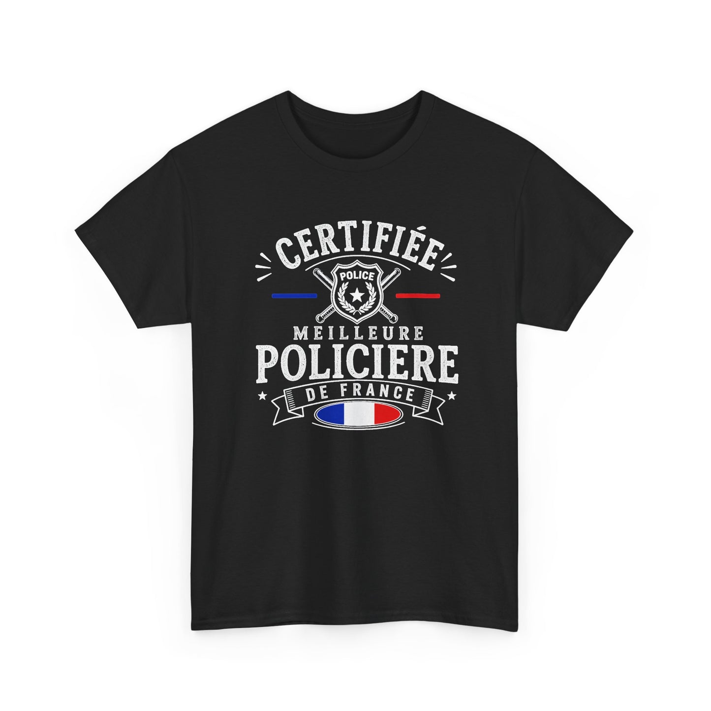 Tee Shirt Policière Femme – Certifiée Meilleure Policière de France – T-Shirt Métier Police Cadeau Original Femme
