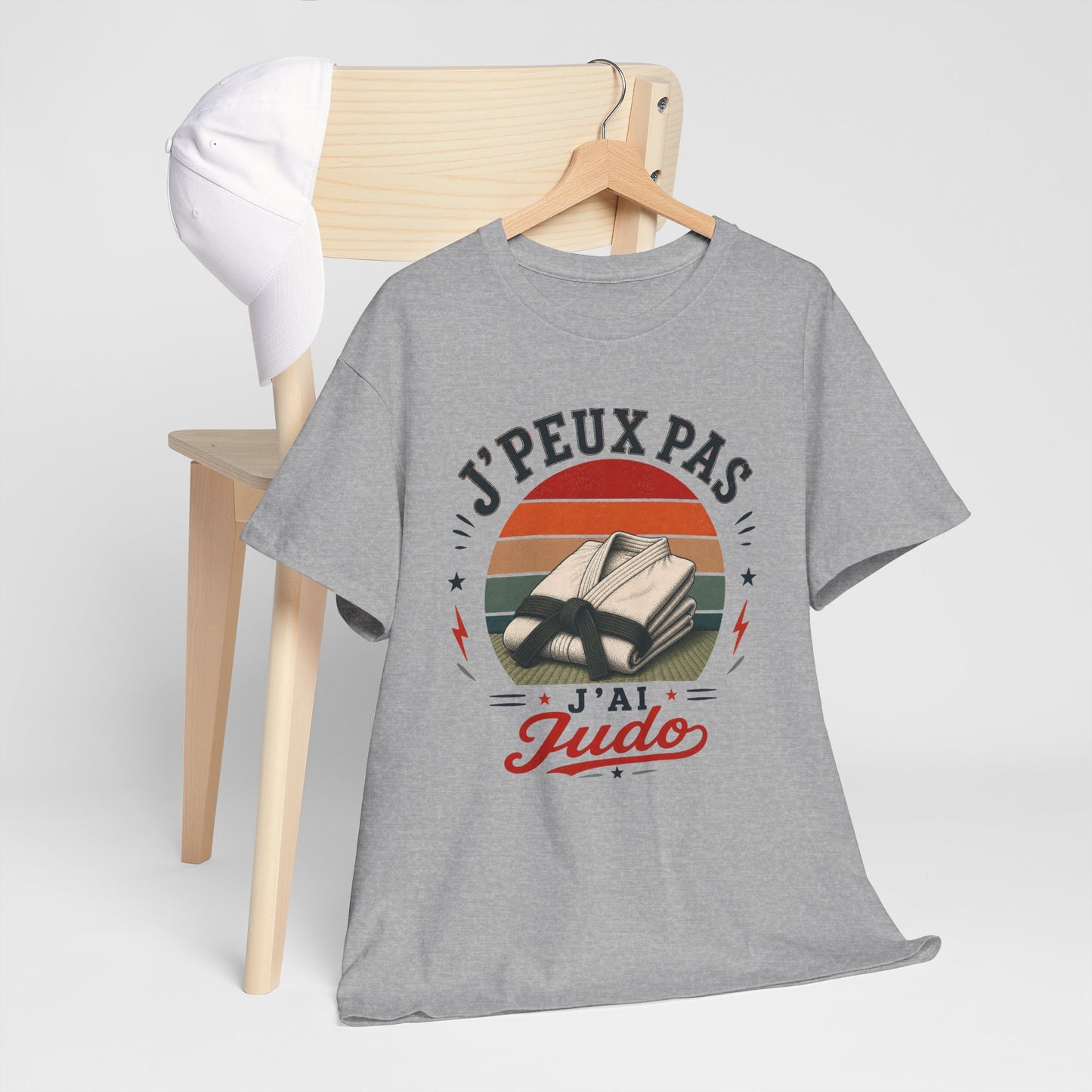 T-Shirt J’Peux Pas J’Ai Judo – Tee Shirt Judoka Vintage – Cadeau Arts Martiaux Dojo Ceinture Blanche Homme Femme