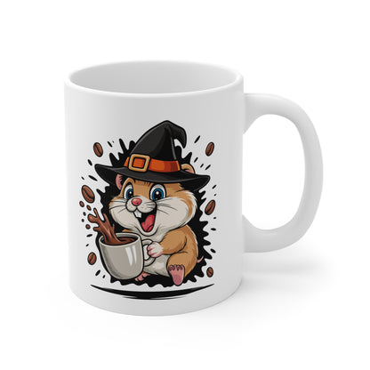 Mug Hamster Sorcier Café – Tasse Céramique 325ml – Illustration Animalière Drôle Halloween