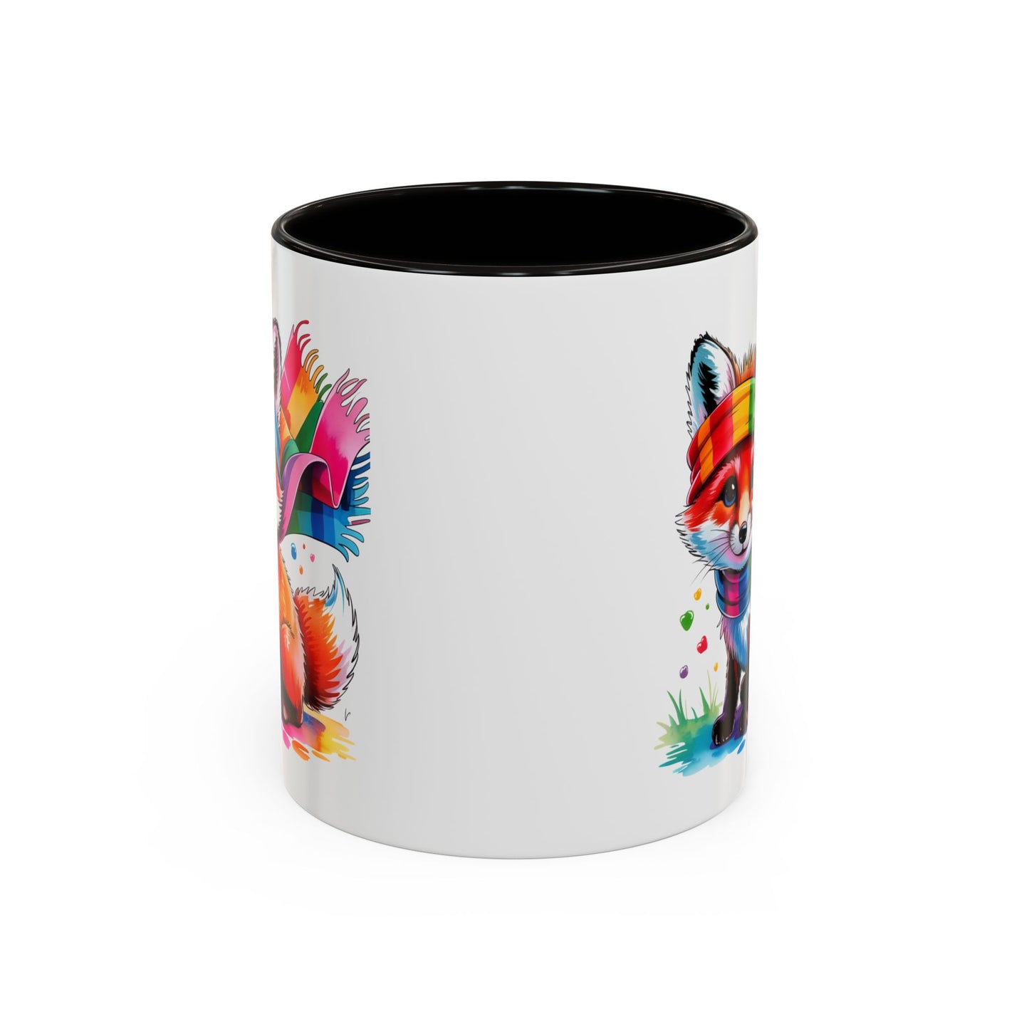 Mug Renard Coloré – Tasse Renard Arc-en-ciel avec Écharpe – Cadeau Animal Mignon 325ml