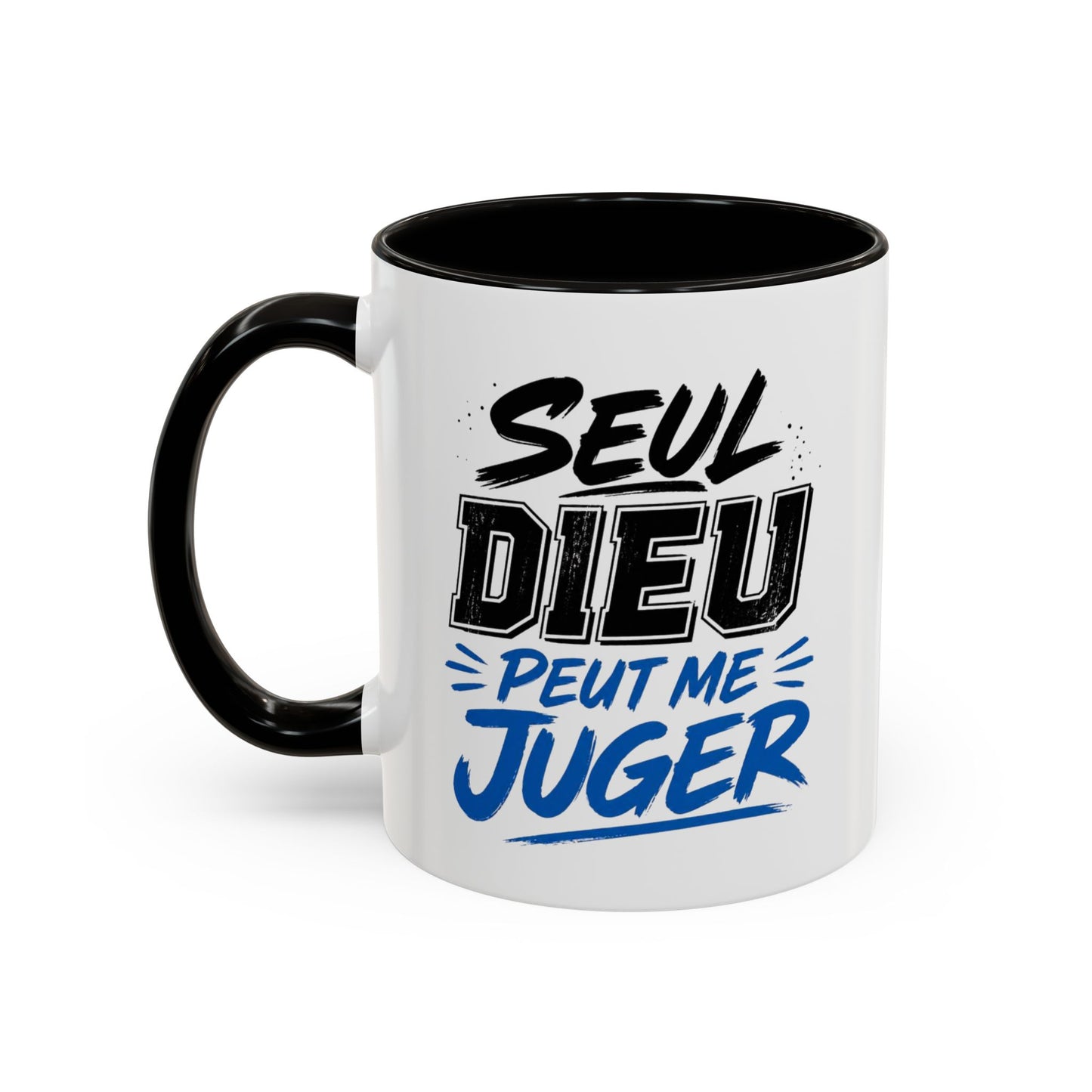 Mug Citation Seul Dieu Peut Me Juger – Tasse Humour et Caractère – Cadeau Original Fun Céramique 325ml Noir Bleu