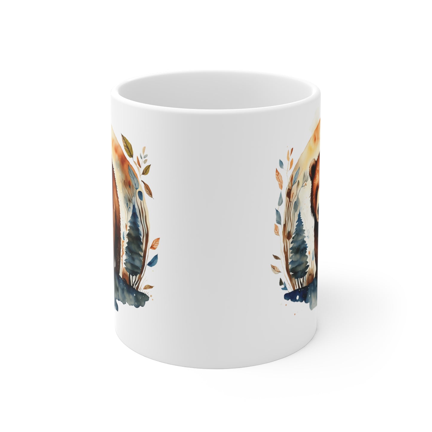 Mug Ours Aquarelle 325ml – Tasse Céramique Design Nature Forêt – Cadeau Original Animal Sauvage