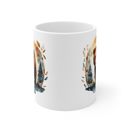 Mug Ours Aquarelle 325ml – Tasse Céramique Design Nature Forêt – Cadeau Original Animal Sauvage