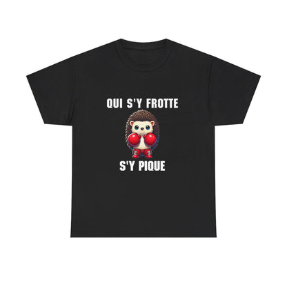 Tee-Shirt Hérisson Boxeur Idée cadeau humour animal animaux Noir - Homme et Femme