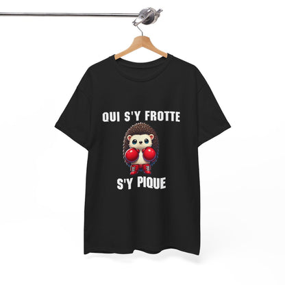 Tee-Shirt Hérisson Boxeur Idée cadeau humour animal animaux Noir - Homme et Femme