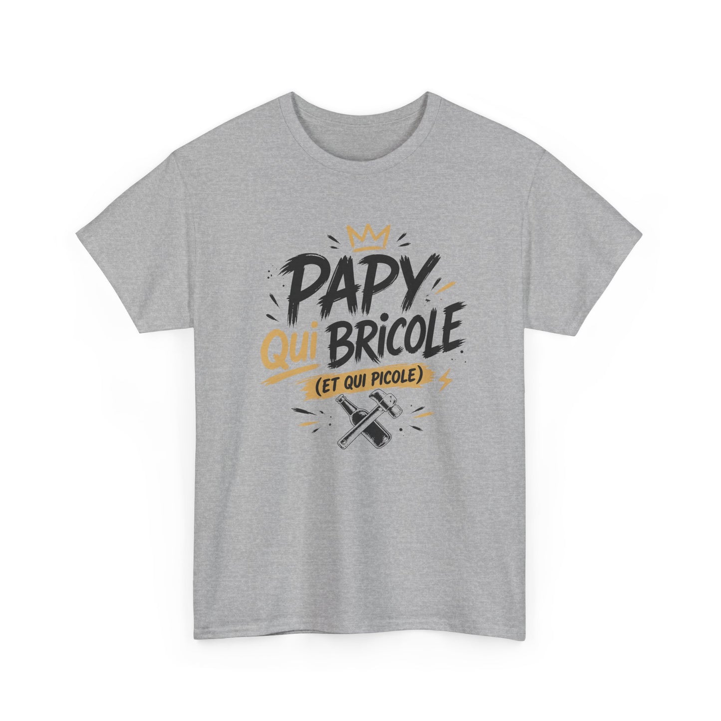 T-Shirt Papy Bricoleur Humour – Papy Qui Bricole Et Qui Picole – Cadeau Homme Bricolage Drôle