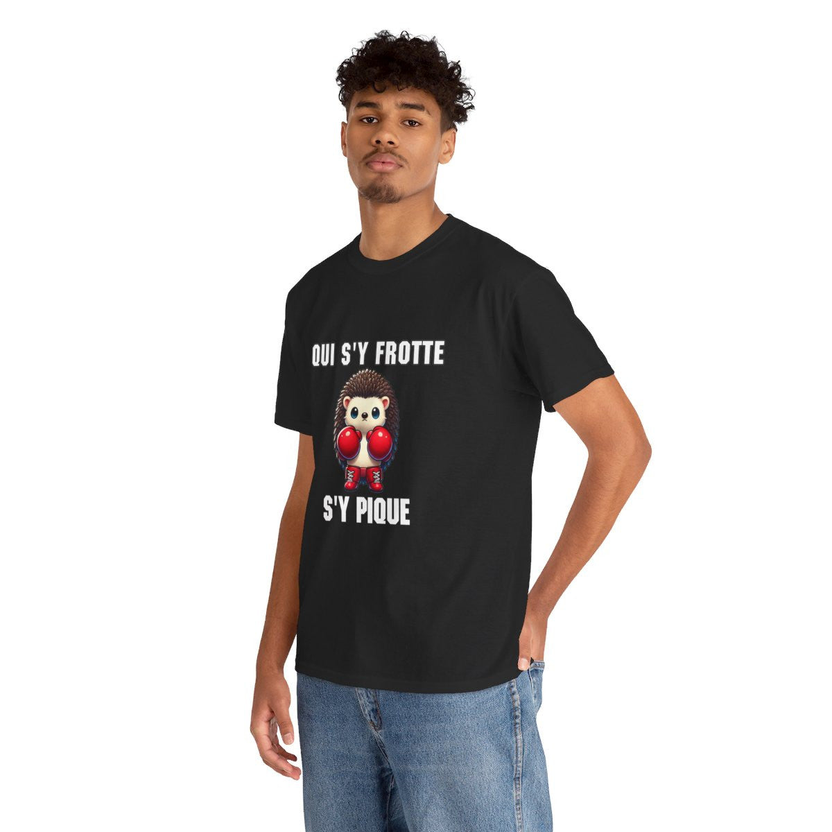 Tee-Shirt Hérisson Boxeur Idée cadeau humour animal animaux Noir - Homme et Femme