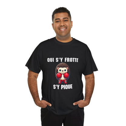 Tee-Shirt Hérisson Boxeur Idée cadeau humour animal animaux Noir - Homme et Femme