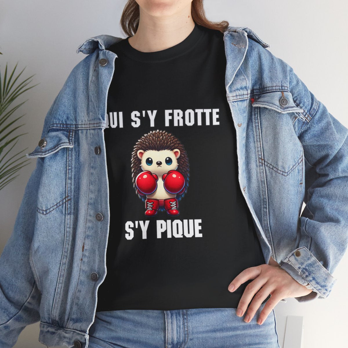 Tee-Shirt Hérisson Boxeur Idée cadeau humour animal animaux Noir - Homme et Femme