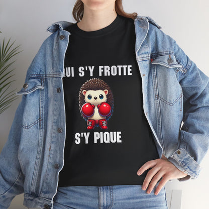 Tee-Shirt Hérisson Boxeur Idée cadeau humour animal animaux Noir - Homme et Femme