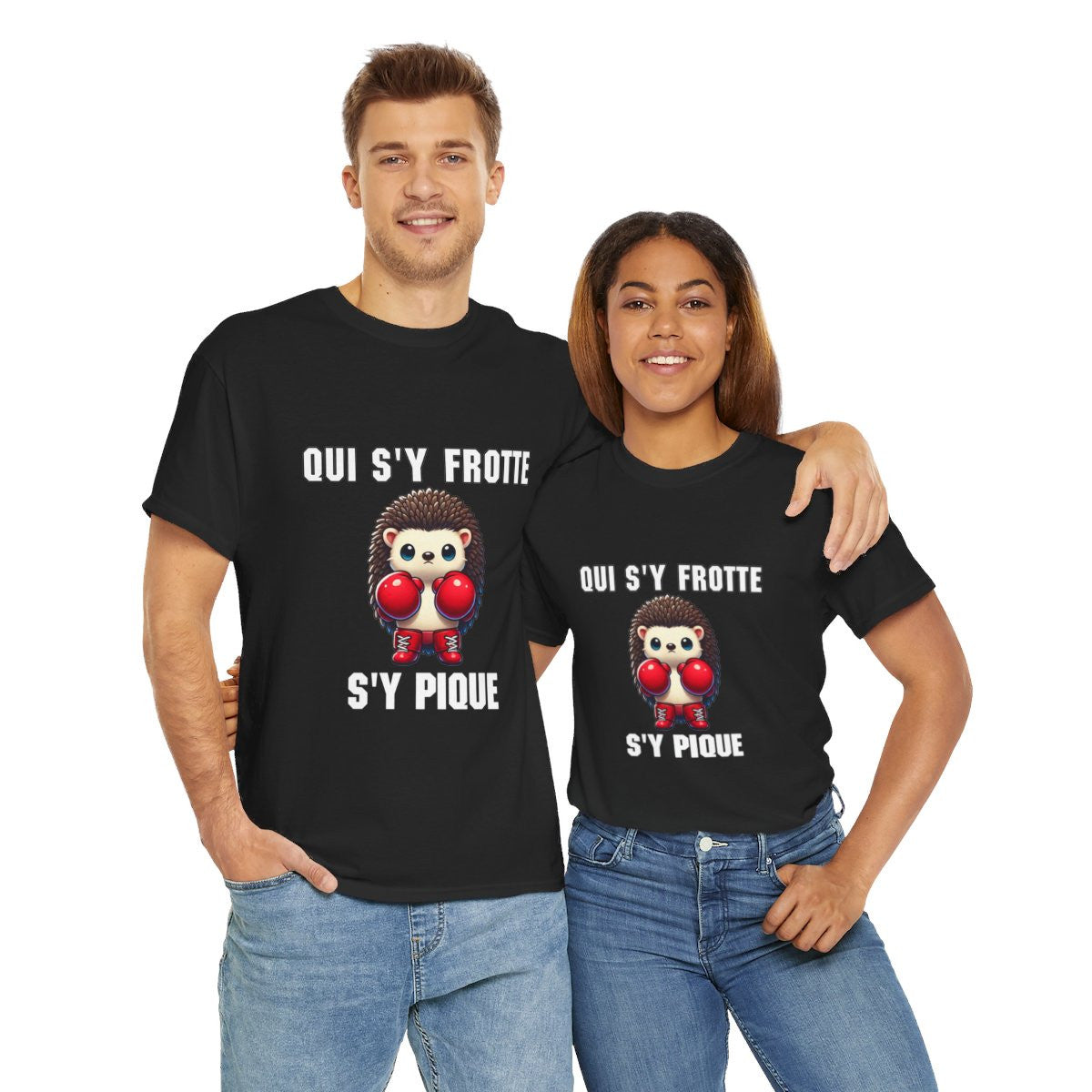 Tee-Shirt Hérisson Boxeur Idée cadeau humour animal animaux Noir - Homme et Femme