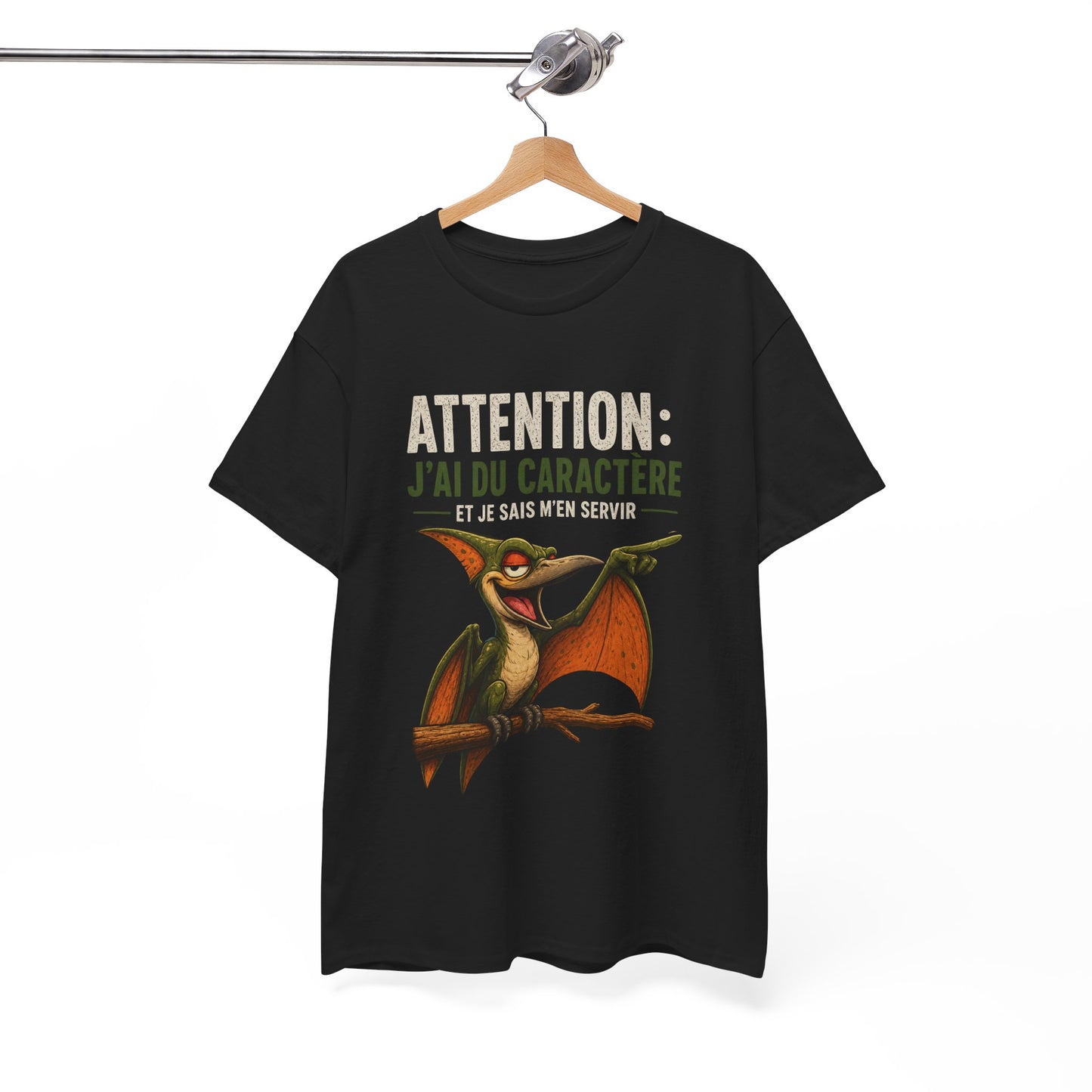 T-Shirt Humour Homme et Femme – Dinosaure Volant Drôle – Gros Caractère Sarcastique – Cadeau Original Anniversaire
