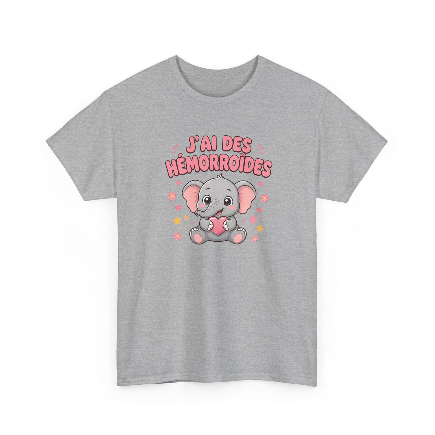 Tee Shirt Hémorroïdes Homme et Femme – J’ai des Hémorroïdes – T-Shirt Humour Éléphant Cadeau Drôle Original