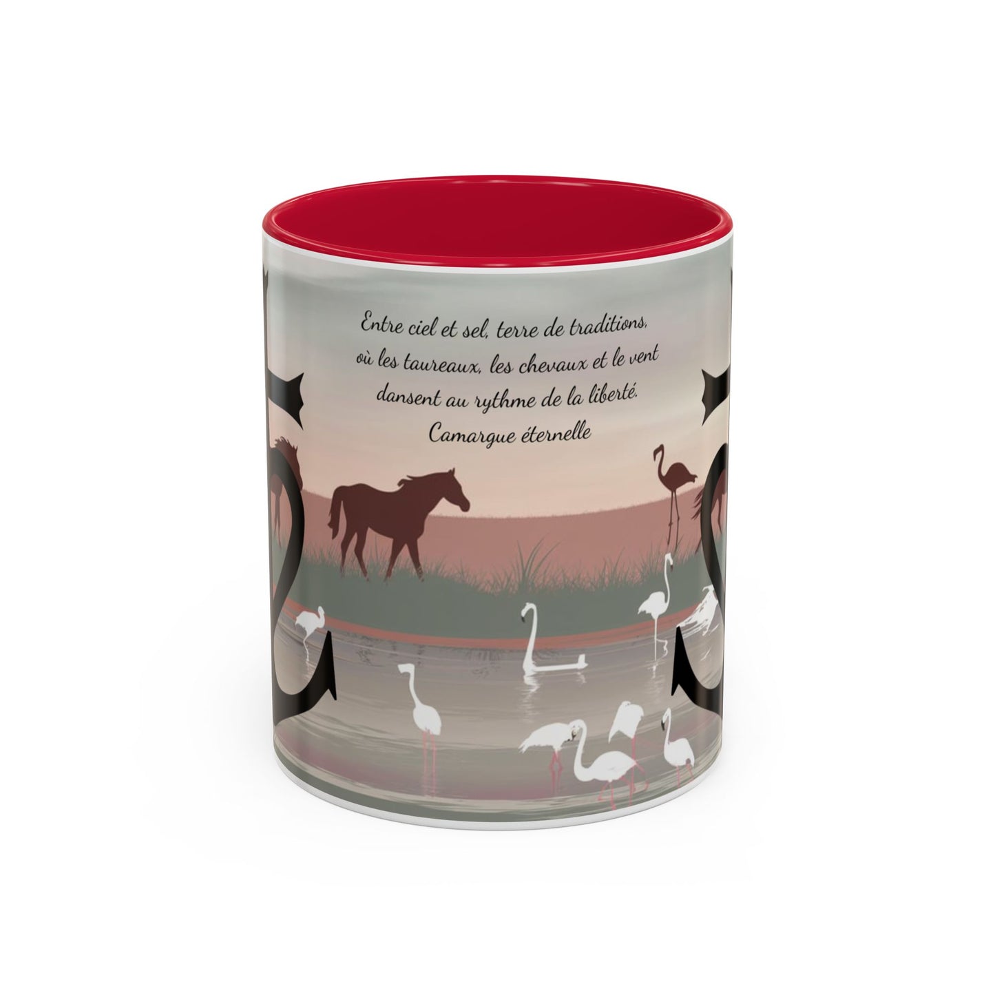 Mug Camargue Éternelle – Tasse Chevaux Camargue Flamants Roses Croix Camarguaise – Cadeau Tradition Camarguaise 325ml