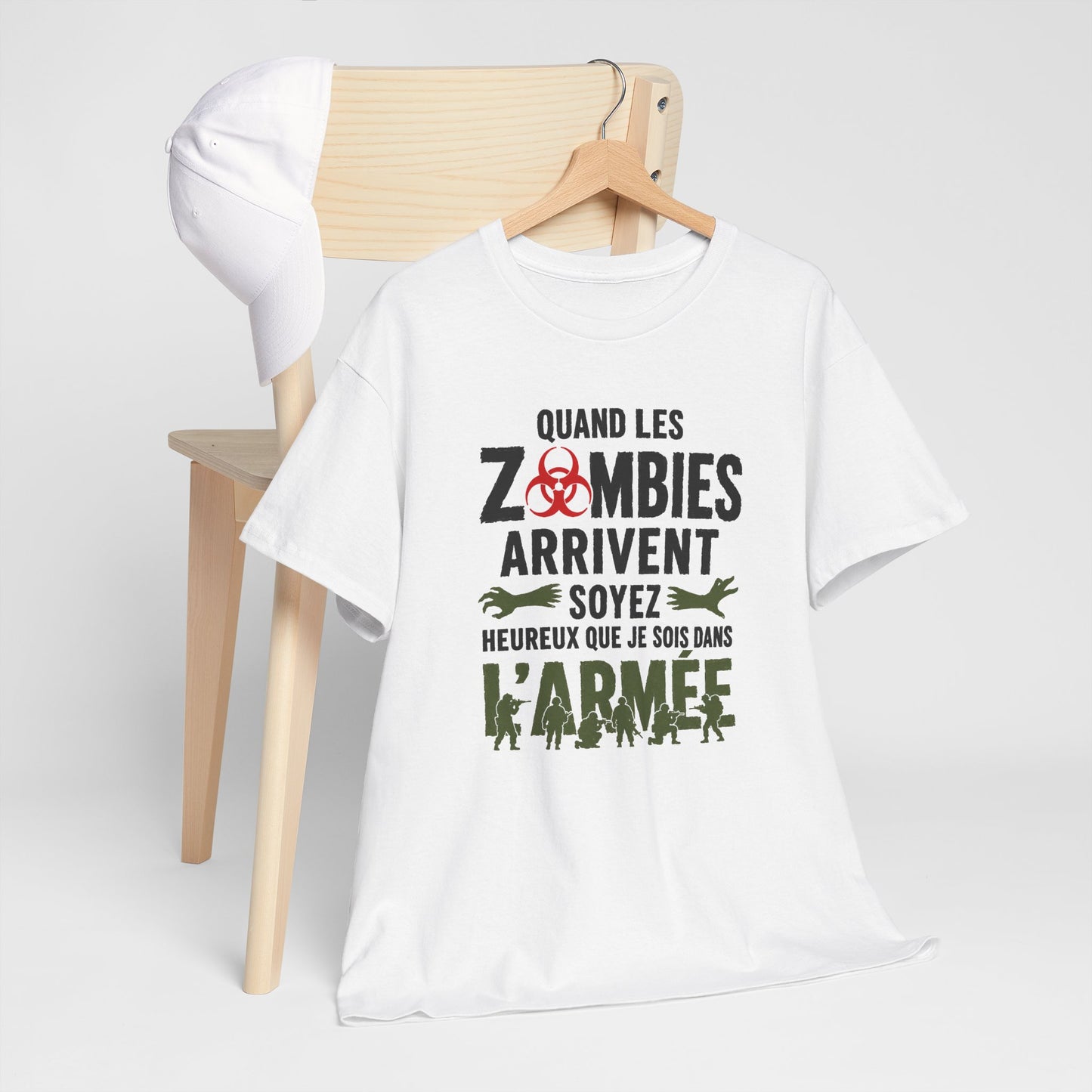 Tee Shirt Homme et Femme Zombie Armée Militaire Humour Survival Apocalypse Idée Cadeau
